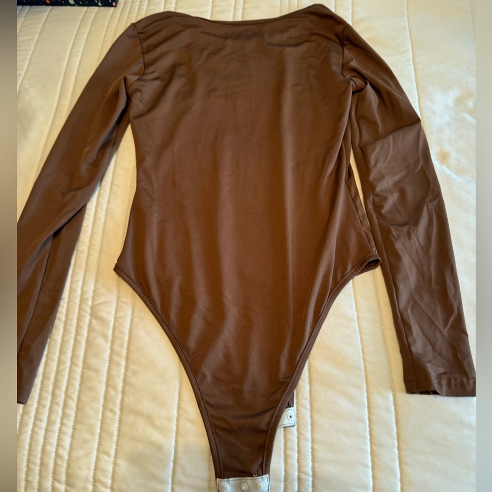 Brownish Cream Silky Bodysuit